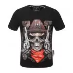 manches courtes t-shirt philipp plein prix bas double gun cowboy skull